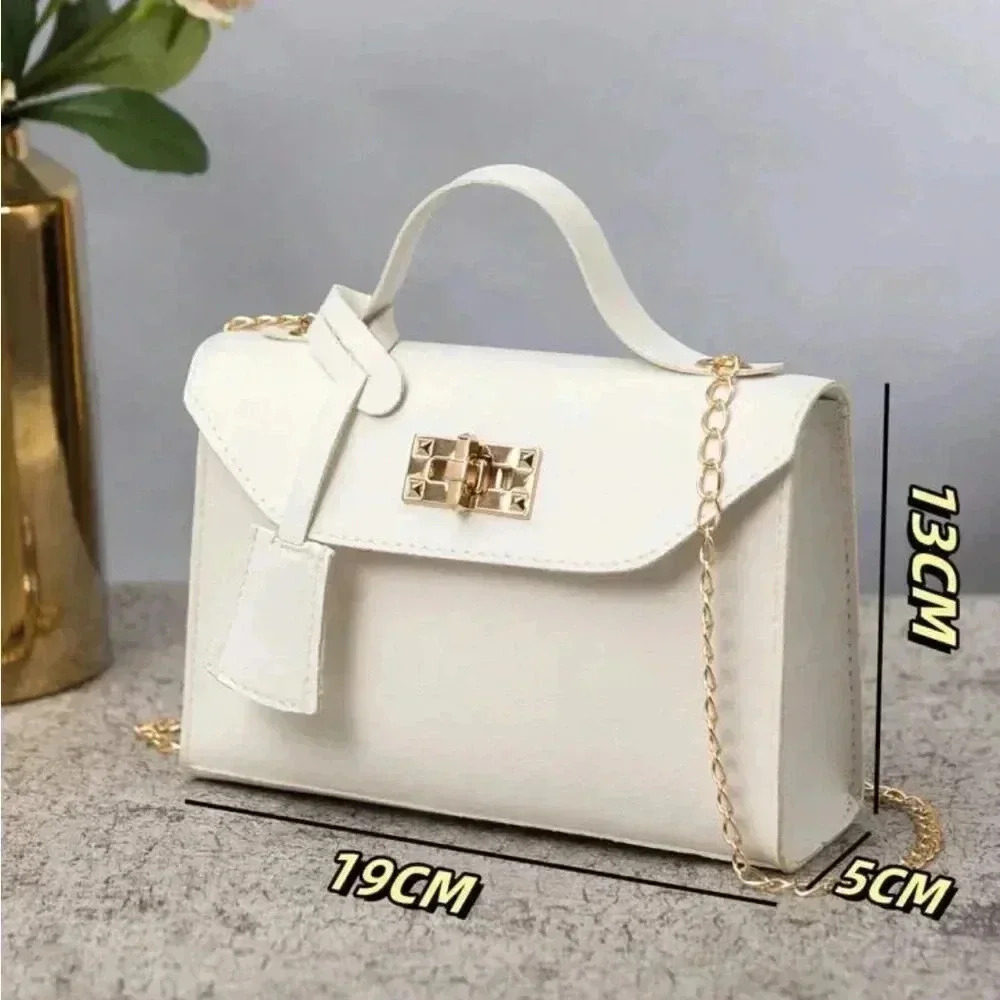 ⚠️Clearance Solid White And Gold Small Square Crossbody Chain Bag - Picture 6 of 6